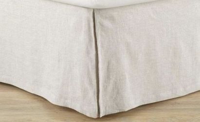 BELGIAN LINEN BED SKIRT TWIN BEIGE NATURAL