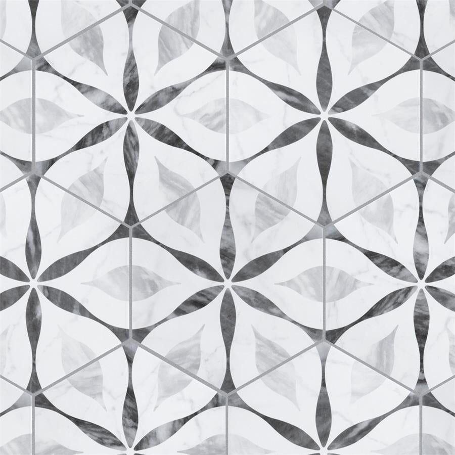 Classico Bardiglio Hexagon Flower 7"x8" Porcelain Tiles - 25/pc. Per Box