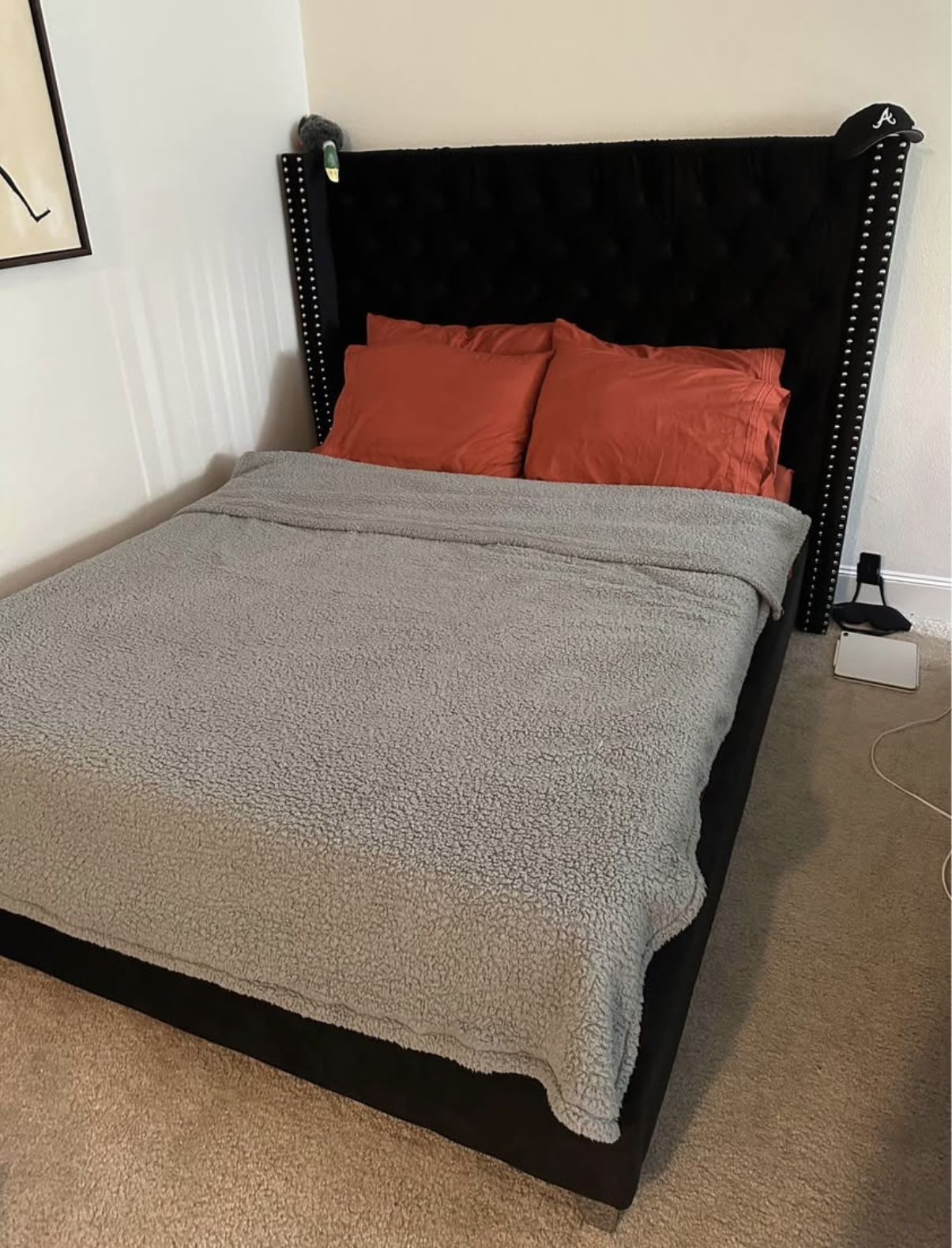 Queen Bed Frame - Black Velvet 
