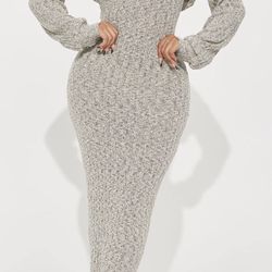 Sweater Maxi Dress Set - Heather Grey