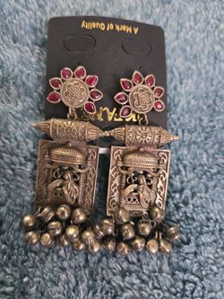 Oxidized Gold Indian Jhumka Drop Earrings