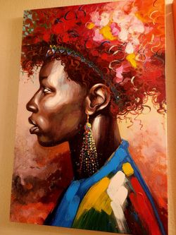 Two Large Colorful African Woman matching Canvases