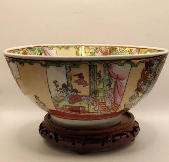 Large Chinese Famille Rose Punch Bowl
