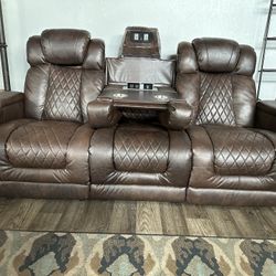 Dual Leather Power Recliner