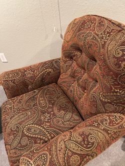 Two matching chairs and ottoman