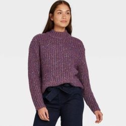 A New Day Women's Mock Turtleneck Pullover Sweater Size XS Purple NWT