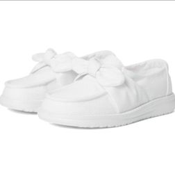 Hey Dude Bow Y Stardust White Youth Girls Slip On Shoes Size J5 (43699-100) NEW