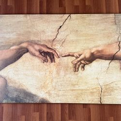 Michelangelo Hands of God/Adam Inspired Painting