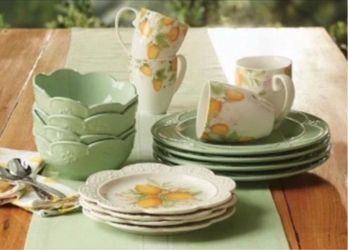 Princess house Marbella mint limoncello 16 pc set