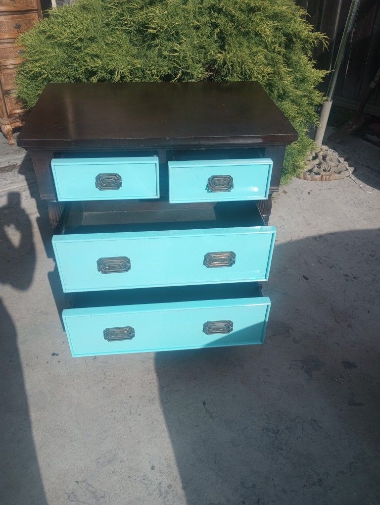 TURQUOISE PAINTED NIGHT STAND OR SMALL DRESSER AVAILABLE NOW!!