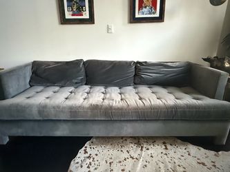 8’ long velvet tufted sofa