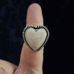 Genuine Rose Quartz Heart Ring