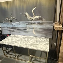 Marble Top Coffee Table And Canvas 