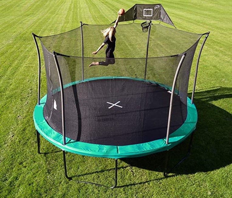 Reach for the Stars! JUMPPPPPP!!! 14' Heavy-Duty Trampoline, Comes With Basketball Hoop!