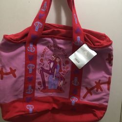 Disney Store Nightmare Before Christmas Large Pink Tote Bag New With Tags 