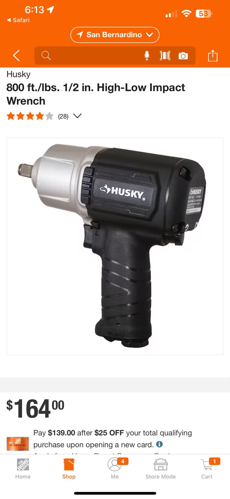 Husky 800 ft./lbs. 1/2 in. High-Low Impact Wrench