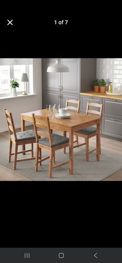 Ikea Jokkmokk Dinner table set with 4 chairs and pillows