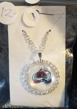 Colorado Avalanche Rhinestone silver plated necklace