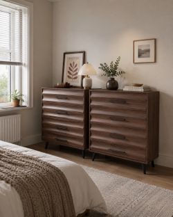 Fluted nightstand dresser set of 2