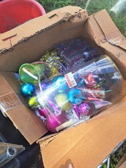 Mixed Christmas Ornaments and Tinsel Lot