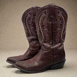 VINTAGE MEXICAN WESTERN COWBOY BOOTS LINEA DE ORO LEATHER HECHO EN MEXICO 8.5