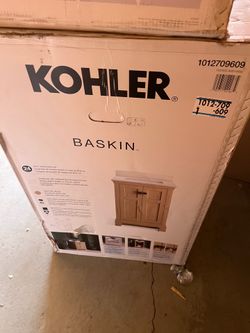 Kohler Baskin 24 in. Single Sink Light Oak Bath Vanity with Bianco Bella Quartz Top