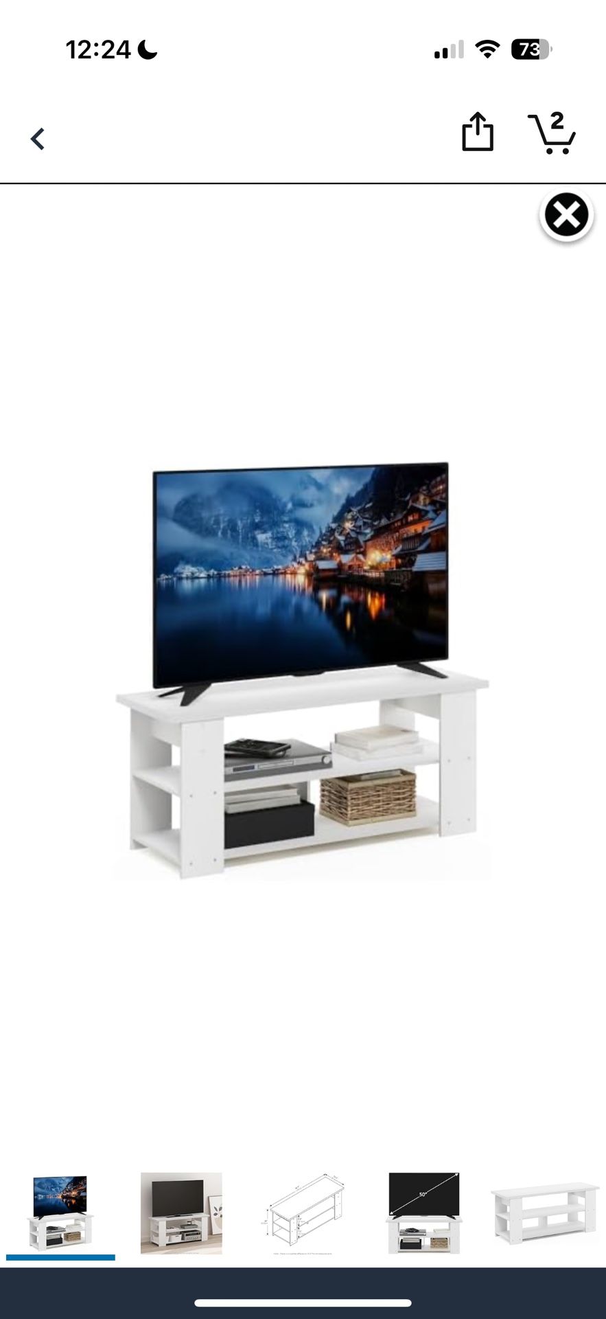 Furinno Jaya TV Stand Up to 55-Inch, White