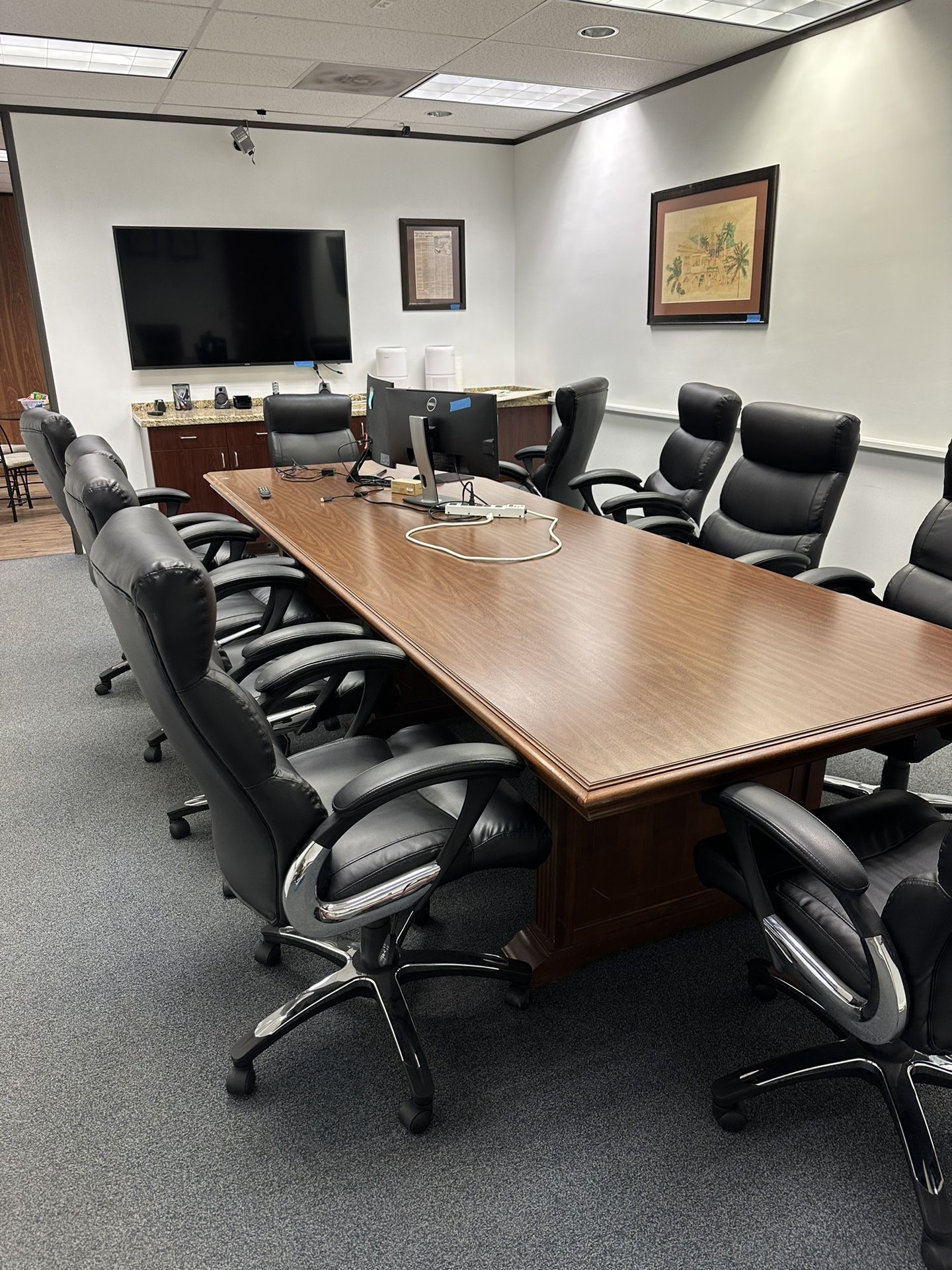 Office Table, Solid, Wood, 8 Chairs