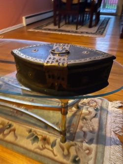 Unique antique wood Brass Lock Trunk