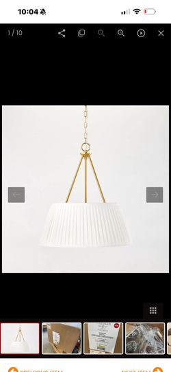 Pendant with Pleated Shade Ceiling Light White - Threshold™ designed with Studio McGee: Elegant Iron & Cotton Fixture, UL Listed