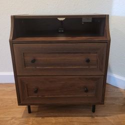 New USB 2 Drawer Side Table or Nightstand 