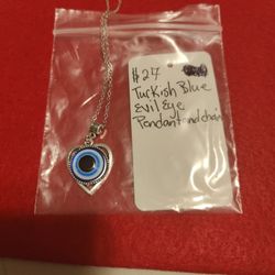 Turkish Blue Evil Eye Pendant And Chain