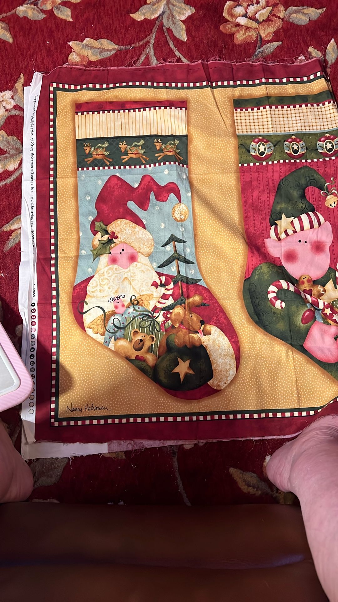 Fa-11 Christmas Stocking Panels Fabric