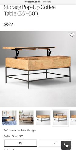 West Elm Coffee Table-Solid Wood & Metal Base