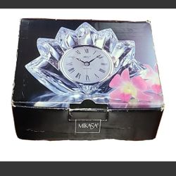 Rare Vintage Mikasa Fleurisse German Quartz Desk Clock Crystal Made in Japan