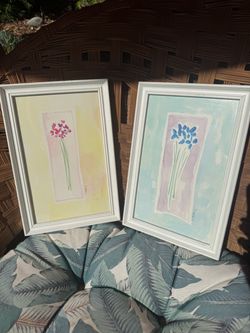 Set of Framed Floral Print C.Keating Pastel Water Colors