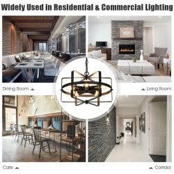 5-Light Metal Drum Shape Industrial Pendant Light