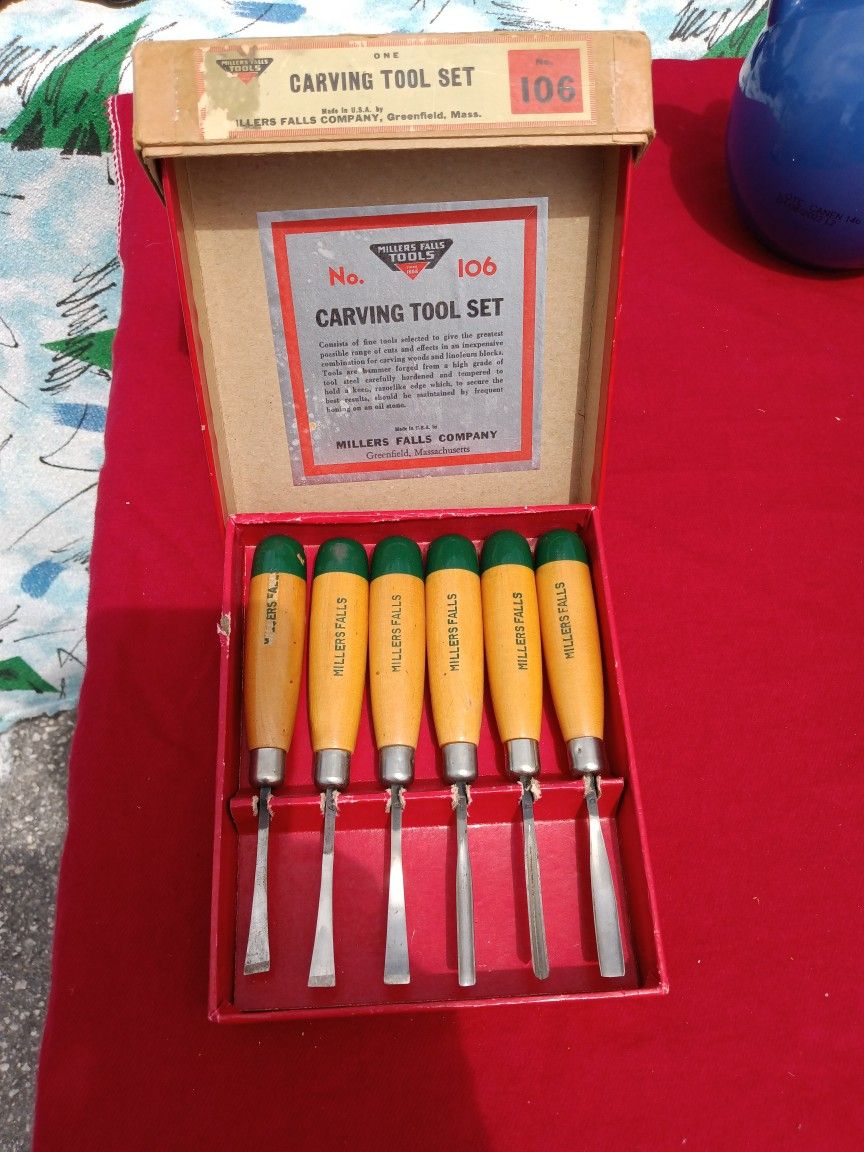 Vintage Miller Falls Wood Carving Set