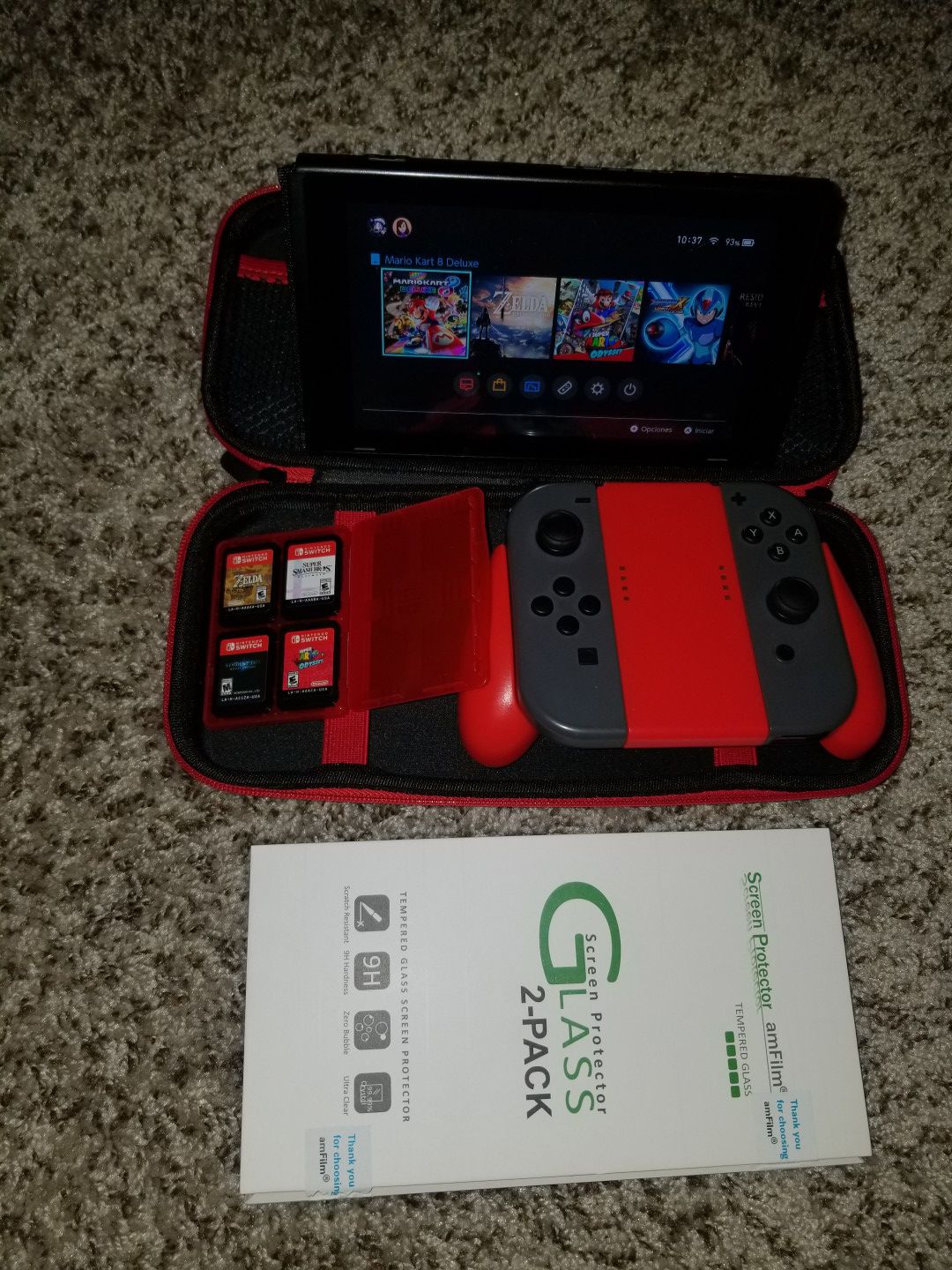 Nintendo switch + 5 games and accessories