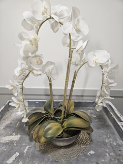 Artificial White Silk Orchid Arrangement