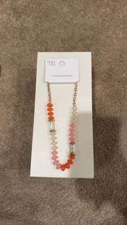 Gold Tone Beaded Statement Earrings – Orange & White