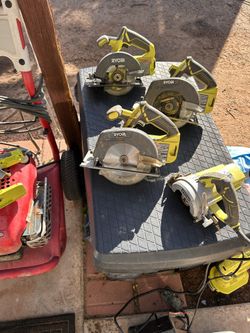 4 Ryobi One Cordless Saws. And Tile Saw