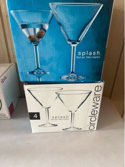 Cinchware Splash Martini Glasses – Set of 8 (10 oz) – Excellent Condition