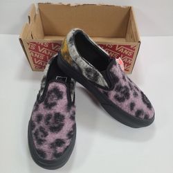 Vans Classic Slip-On Platform Mix Leopard Multi Black Sneakers Women Size 5