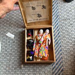 Vintage Antique Asian Dolls With Hairstyle Rare 