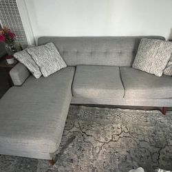 Gray L-Shaped Sectional Sofa with Chaise + Extra Replacement Cushion