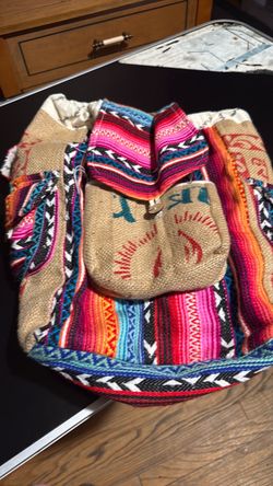 Boho Woven Ethnic Backpack Bag