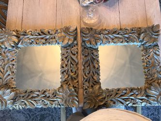 Set of 2 Wood carved Mirrors