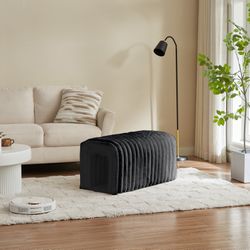 Homy Casa Atlas Black Corduroy Storage Bench 33" Functional Cat Hideaway Open Box