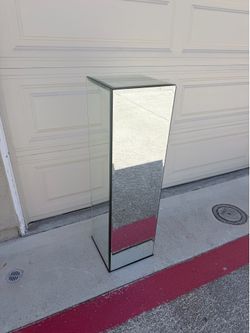 Vintage Beveled Mirror Tall Cube Pedestal